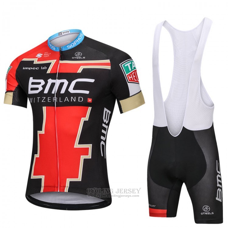 2018 Cycling Jersey BMC Black and Red Short Sleeve and Bib Short